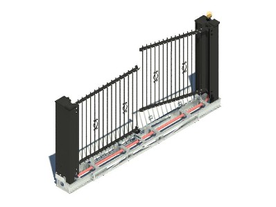 disegni 3D cancello alzata "THE KINDLY GATE" soluzione ELCEN-BLOK - mod. "bari po" nero 2 ante THE KINDLY GATE SOLUZIONE ELCEN-BLOK DUE ANTE MODELLI 3D