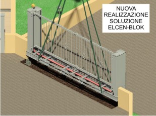 posa del cancello ad alzata in soluzione "ELCEN-BLOK" cancello alzata nel caso di nuova costruzione