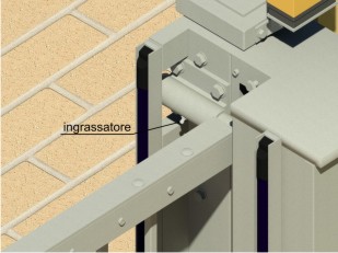 particolare ingrassatore cerniera orizzontale superiore particolare cerniera superiore con ingrassatore cancello alzata