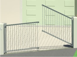 guarda il video riguardante un esempio con PAVIMENTAZIONE IN DISLIVELLO, grazie alle ANTE SNODATE del CANCELLO AD ALZATA le stesse possono adattarsi a qualsiasi inclinazione cancello ad alzata colonne in dislivello